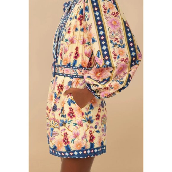 Farm Rio Cream Superbloom Tapestry Organic Cotton Romper Size Small NWT - Picture 3 of 3